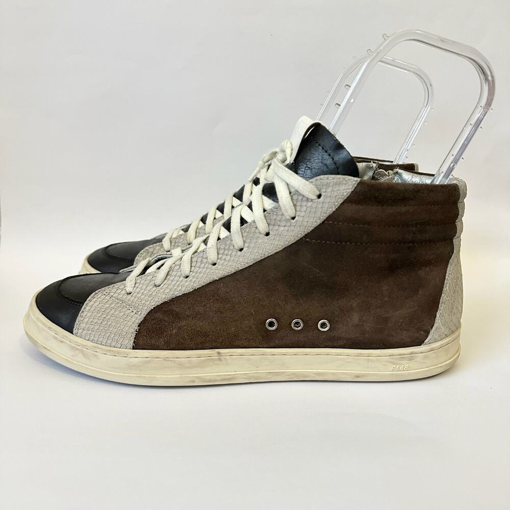 P448 Sneakers Mens Brown Gray Suede Python Embossed High Top Skate